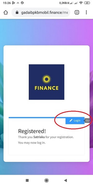 selesai daftar - silakan klik login