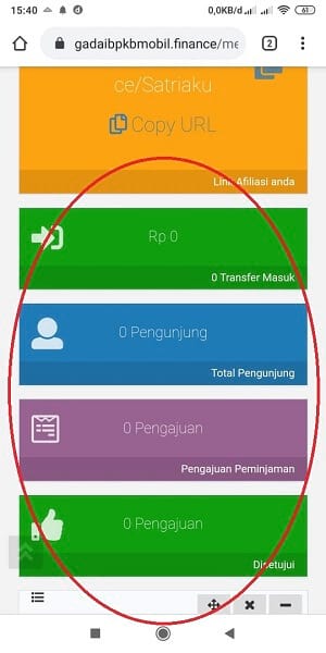 tampilan statistik link anda