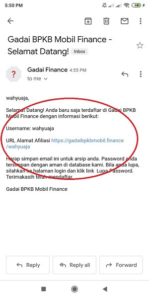 email notifikasi setelah register jadi member afiliasi